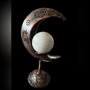 Copper Crescent Moon Sphere Holder